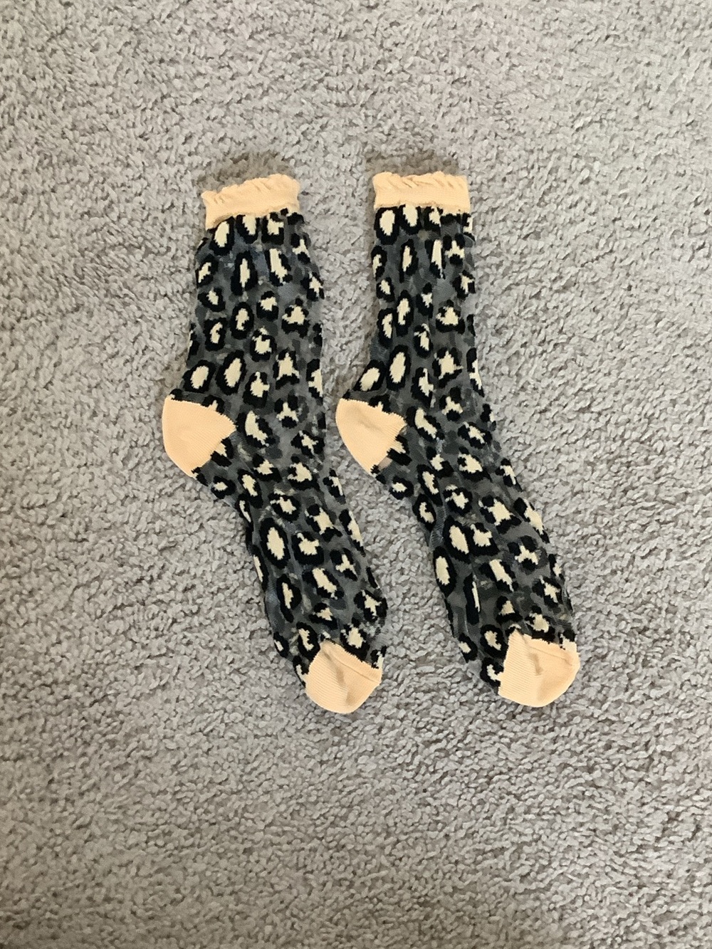 High Heel Jungle Leopard Print Sheer Socks